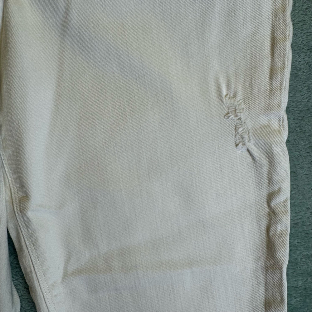 Women's Spanx White Denim Ankle Jeggings Size L Distressed Raw Hem - Picture 5 of 11